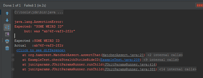 IDE detects failure in test