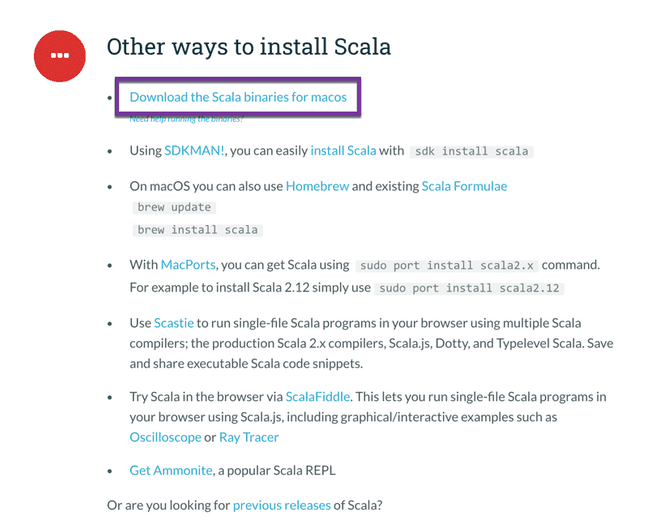 Download Scala binaries from Scala-lang