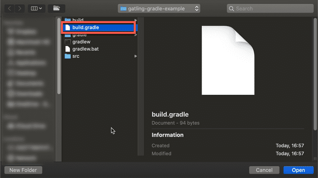 Select build.gradle file